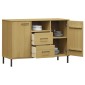 vidaXL Μπουφές OSLO Καφέ 113x40x77 εκ. Μασίφ Ξύλο με Μεταλλικά Πόδια