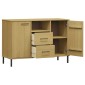vidaXL Μπουφές OSLO Καφέ 113x40x77 εκ. Μασίφ Ξύλο με Μεταλλικά Πόδια