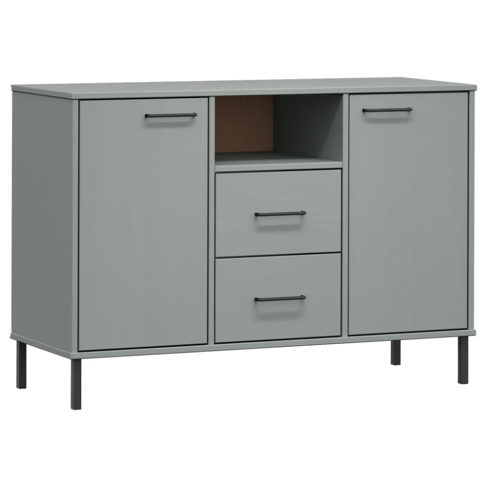 vidaXL Ντουλάπι OSLO Γκρι 113x40x77 εκ. Μασίφ Ξύλο με Μετ. Πόδια