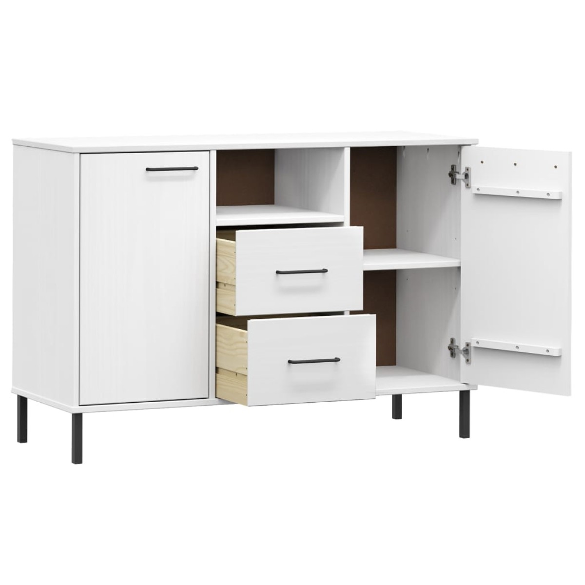 vidaXL Ντουλάπι OSLO Λευκό 113x40x77 εκ. Μασίφ Ξύλο με Μετ. Πόδια
