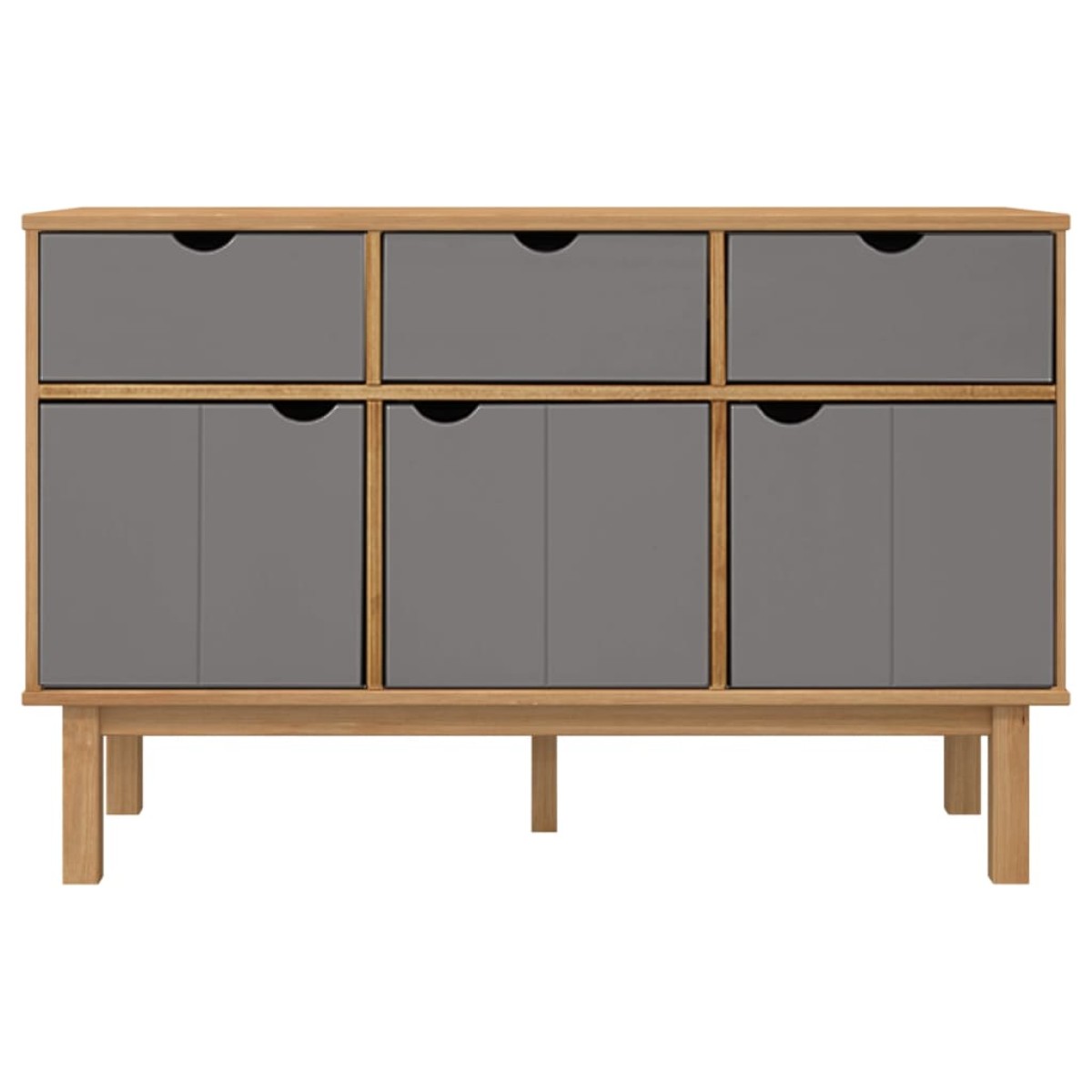 vidaXL Συρταριέρα OTTA Καφέ και Γκρι 114x43x73,5 εκ. Μασίφ Ξύλο Πεύκου