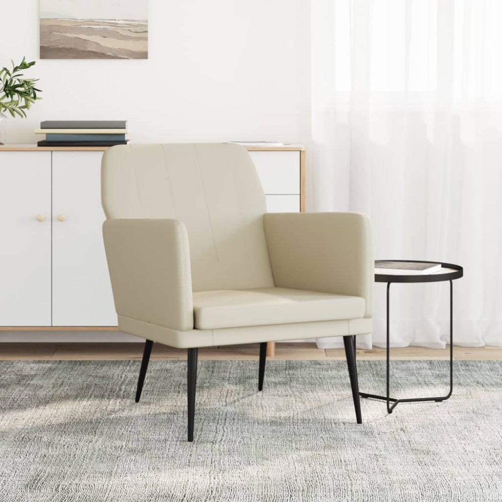 vidaXL Πολυθρόνα Κρεμ 61x78x80 εκ. από Συνθετικό Δέρμα