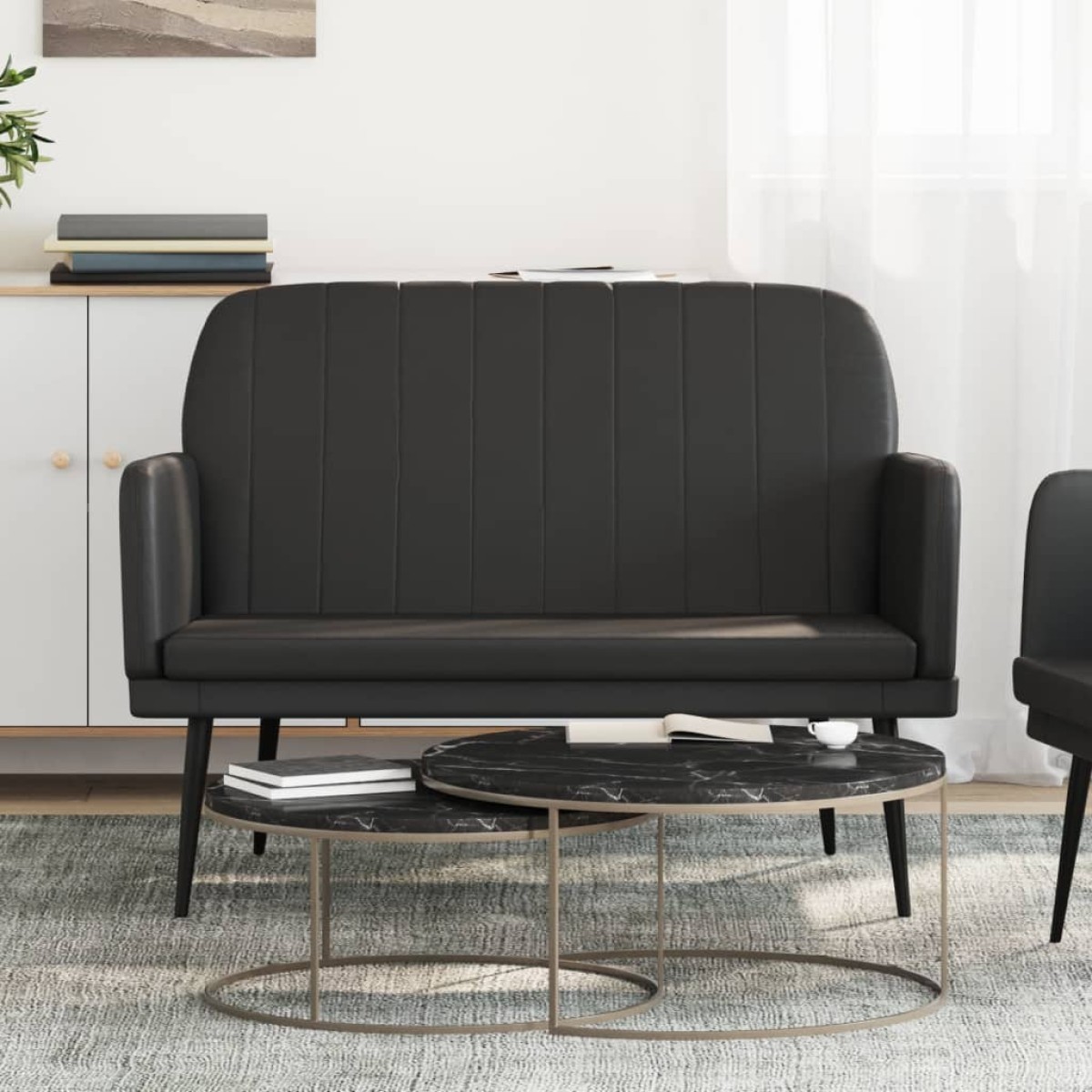 vidaXL Πάγκος Μαύρος 107 x 80 x 81 εκ. από Συνθετικό Δέρμα