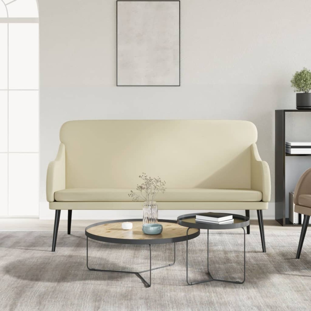 vidaXL Πάγκος Κρεμ 110x76x80 εκ. από Συνθετικό Δέρμα