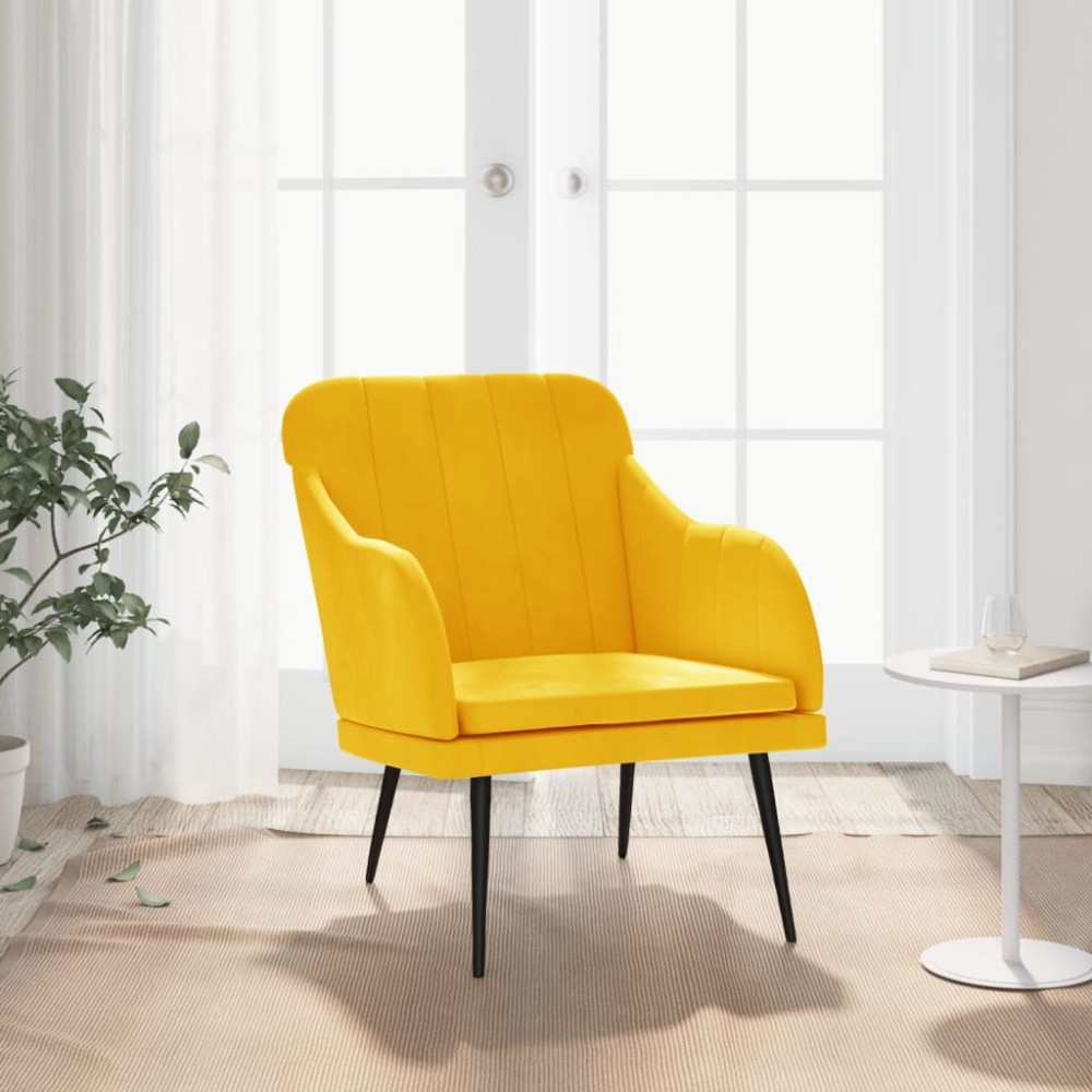 vidaXL Πολυθρόνα Κίτρινη 63 x 76x 80 εκ. Βελούδινη