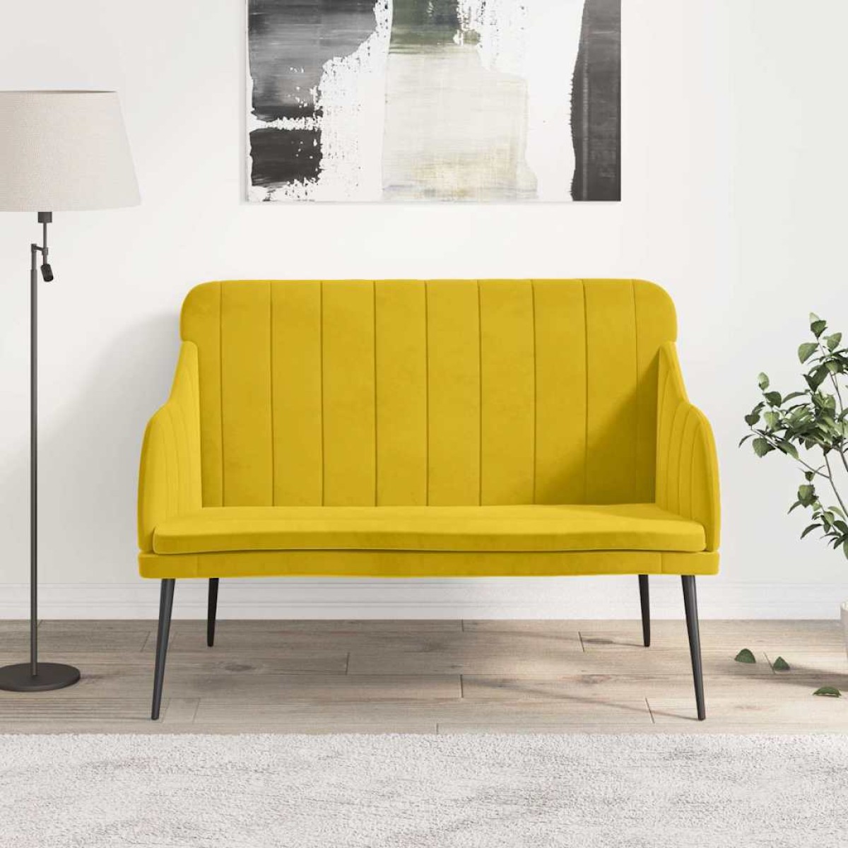 vidaXL Πάγκος Κίτρινο 110x76x80 εκ. Βελούδινος