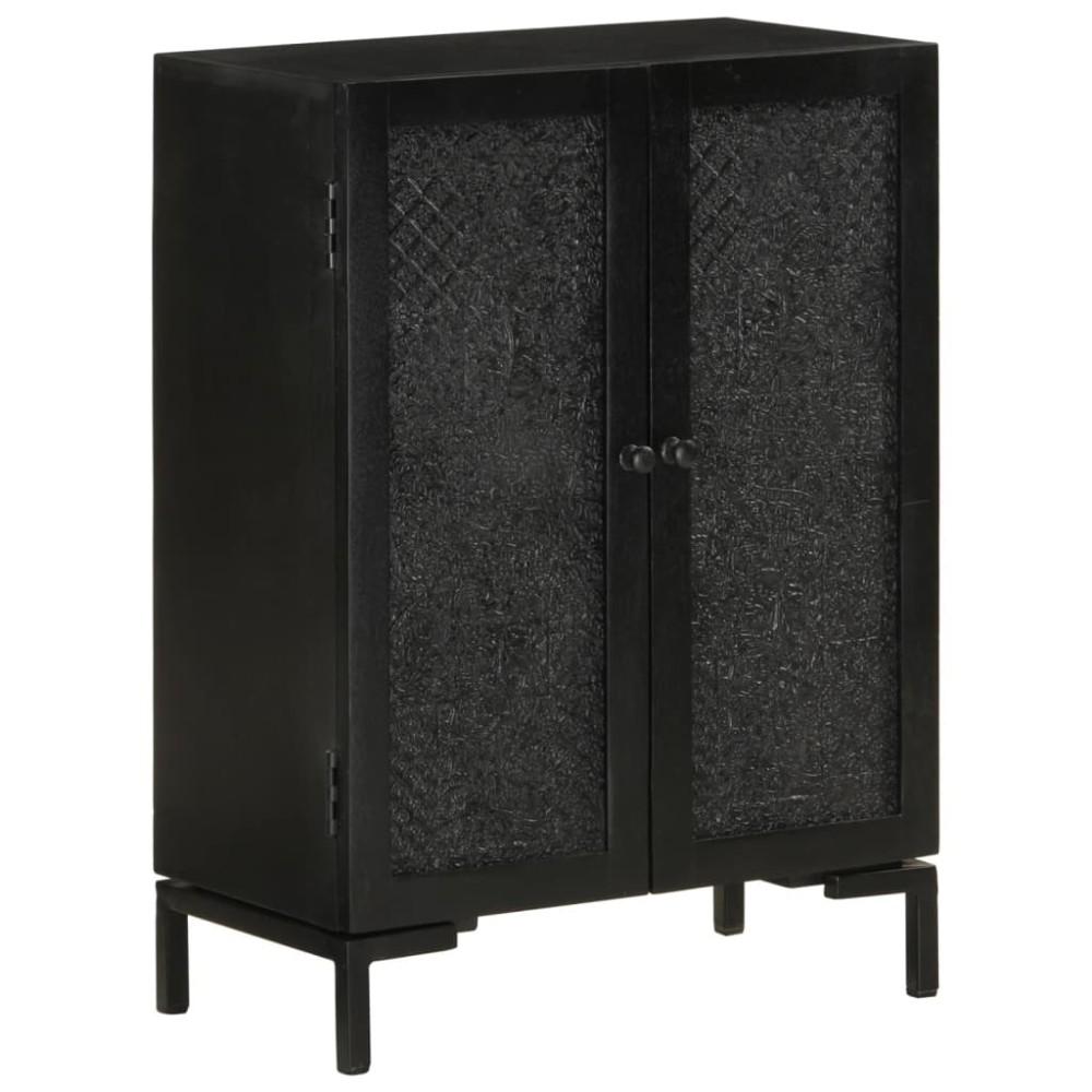 vidaXL Ντουλάπι Μαύρο 55x30x77 εκ. από Μασίφ Ξύλο Μάνγκο και Σίδηρο