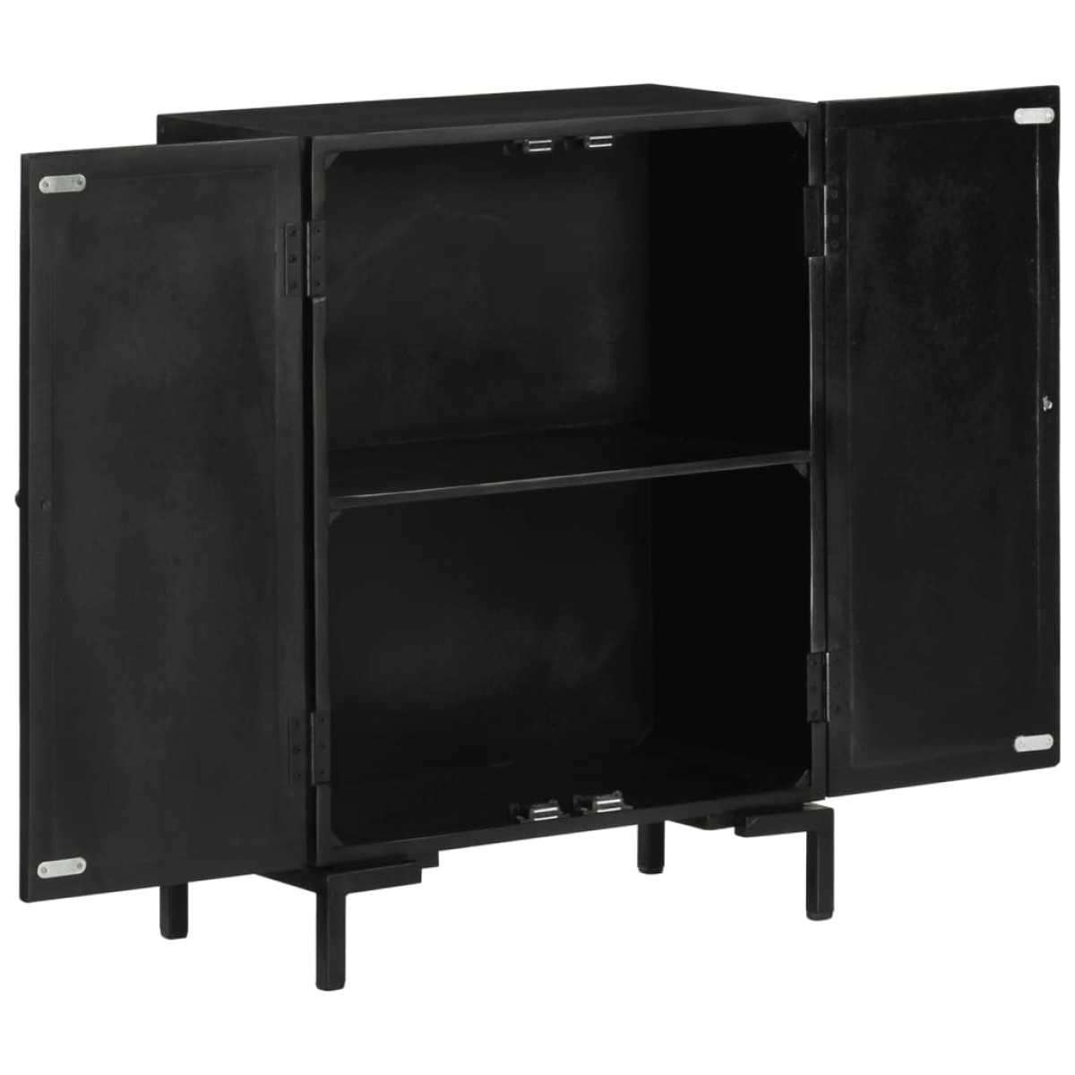 vidaXL Ντουλάπι Μαύρο 55x30x77 εκ. από Μασίφ Ξύλο Μάνγκο και Σίδηρο