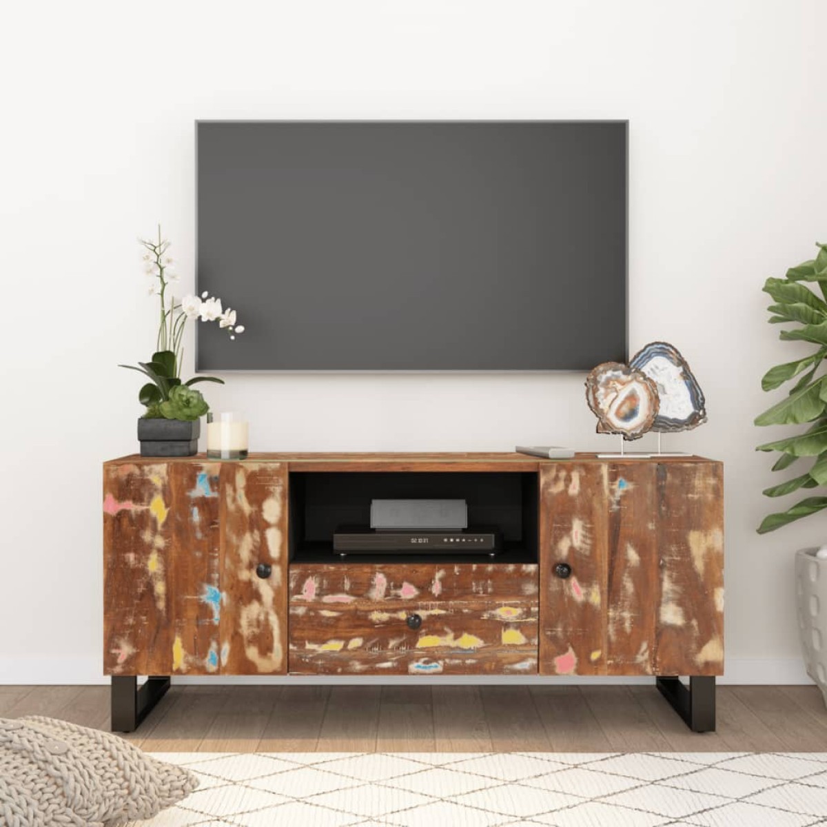 vidaXL Έπιπλο Τηλεόρασης 105x33,5x46 εκ Μασίφ Ανακυκλ. Ξύλο & Επ. Ξύλο