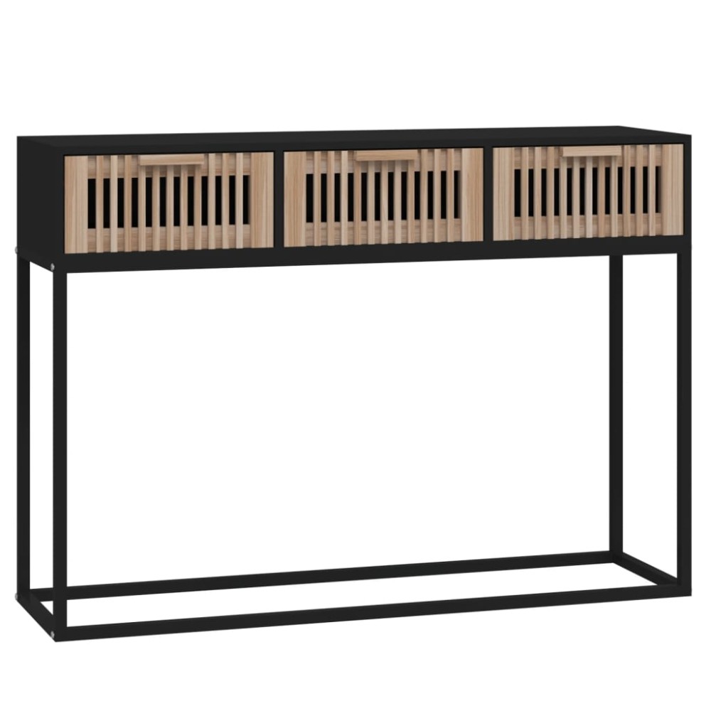 vidaXL Τραπέζι Κονσόλα Μαύρο 105x30x75 εκ Επεξεργασμένο Ξύλο / Σίδηρος