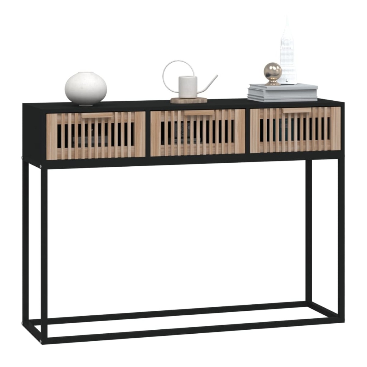 vidaXL Τραπέζι Κονσόλα Μαύρο 105x30x75 εκ Επεξεργασμένο Ξύλο / Σίδηρος