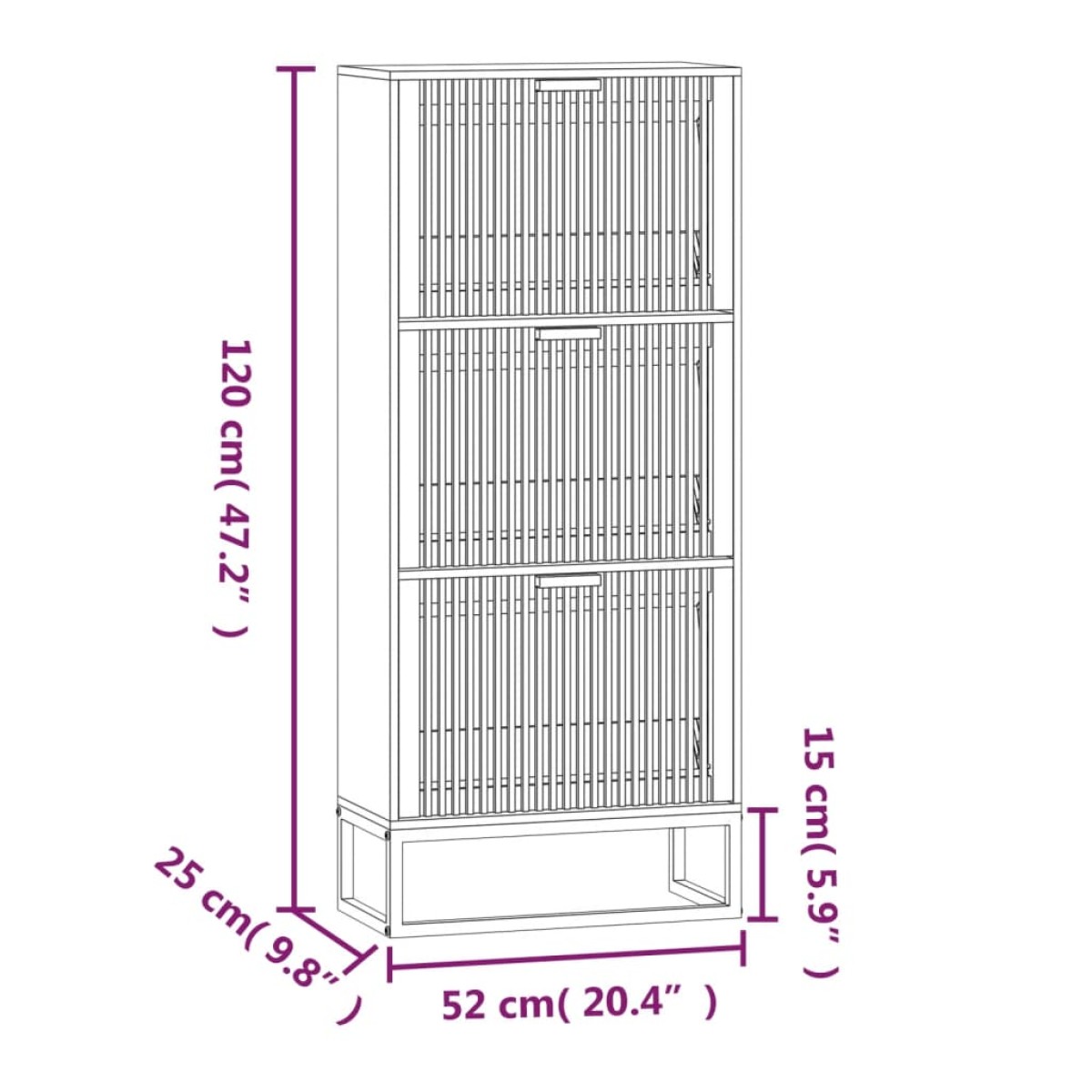 vidaXL Παπουτσοθήκη Μαύρη 52 x 25 x 120 εκ. από Επεξεργασμένο Ξύλο