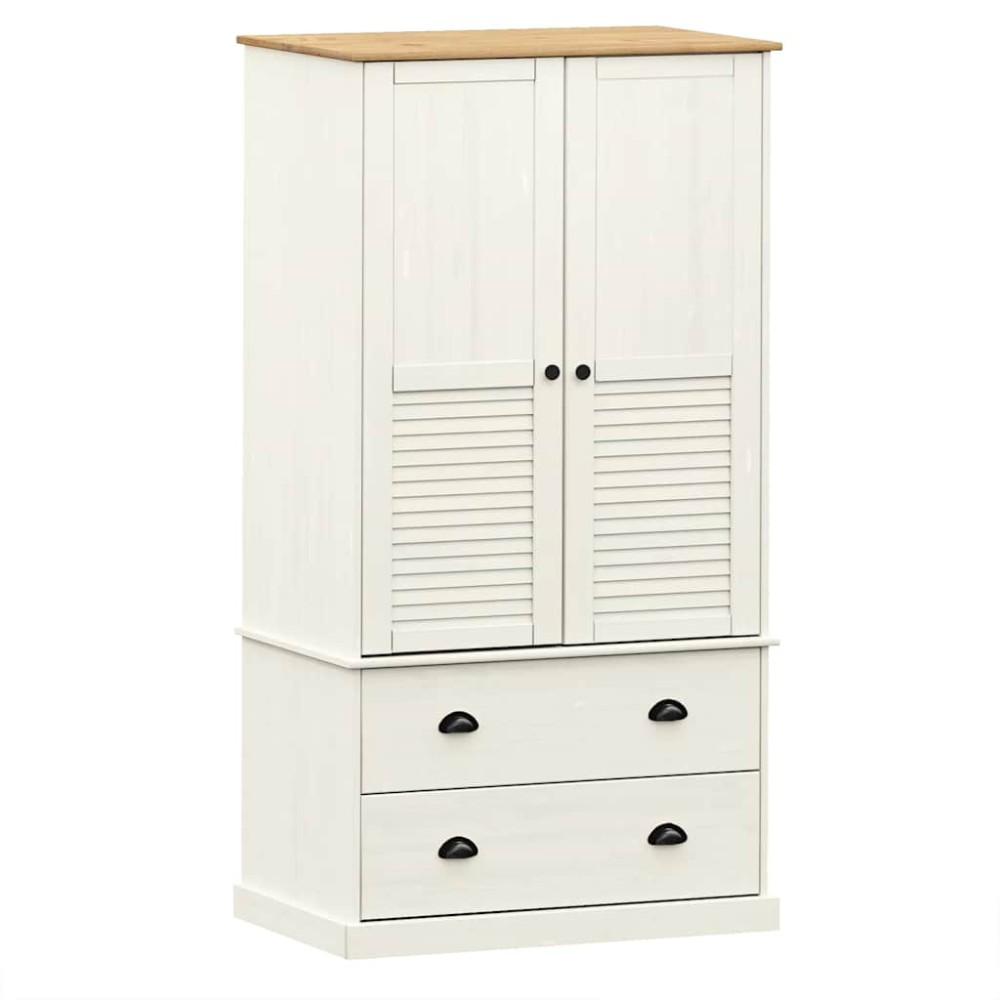 vidaXL Ντουλάπα VIGO Λευκή 90 x 55 x 170 εκ. από Μασίφ Ξύλο Πεύκου