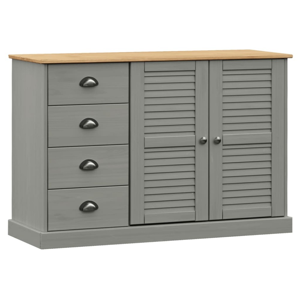 vidaXL Μπουφές με Συρτάρια VIGO Γκρι 113x40x75 εκ. Μασίφ Ξύλο Πεύκο