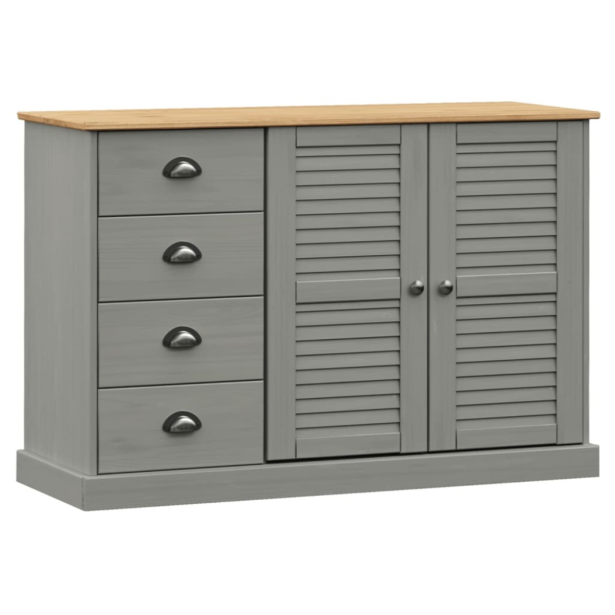 vidaXL Μπουφές με Συρτάρια VIGO Γκρι 113x40x75 εκ. Μασίφ Ξύλο Πεύκο