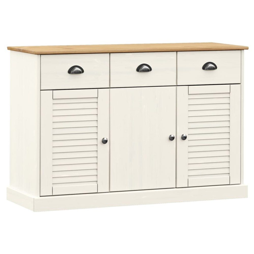 vidaXL Μπουφές με Συρτάρια VIGO Λευκό 113x40x75 εκ. Μασίφ Ξύλο Πεύκου