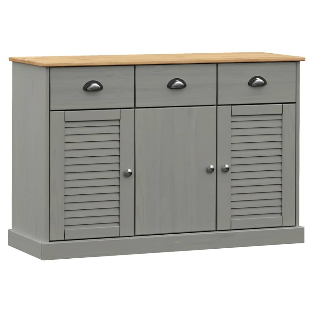 vidaXL Μπουφές με Συρτάρια VIGO Γκρι 113x40x75 εκ. Μασίφ Ξύλο Πεύκο