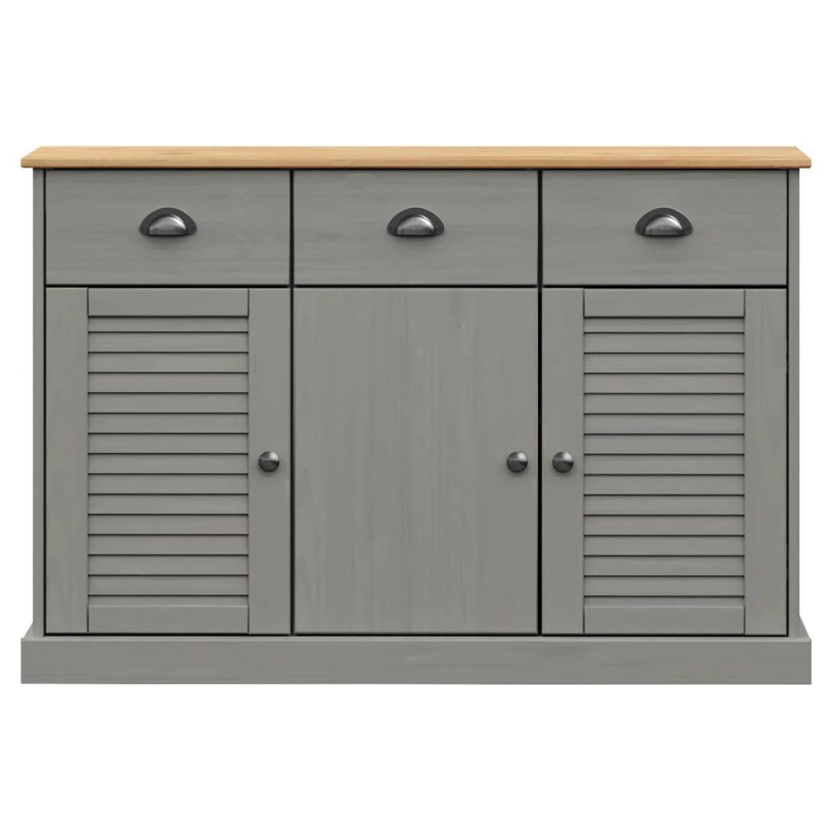 vidaXL Μπουφές με Συρτάρια VIGO Γκρι 113x40x75 εκ. Μασίφ Ξύλο Πεύκο