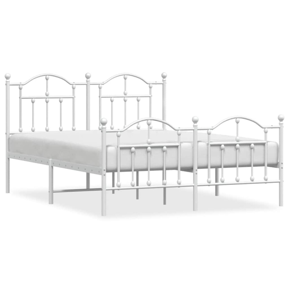 vidaXL Πλαίσιο Κρεβατιού με Κεφαλάρι&Ποδαρικό Λευκό 140x200εκ. Μέταλλο