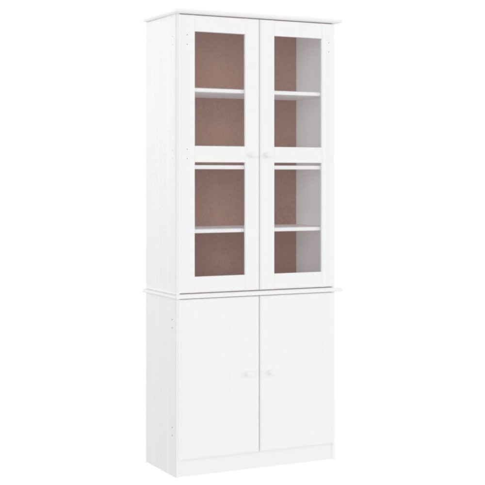 vidaXL Βιτρίνα Γυάλινη ALTA Λευκό 77x35x186,5εκ. από Μασίφ Ξύλο Πεύκου