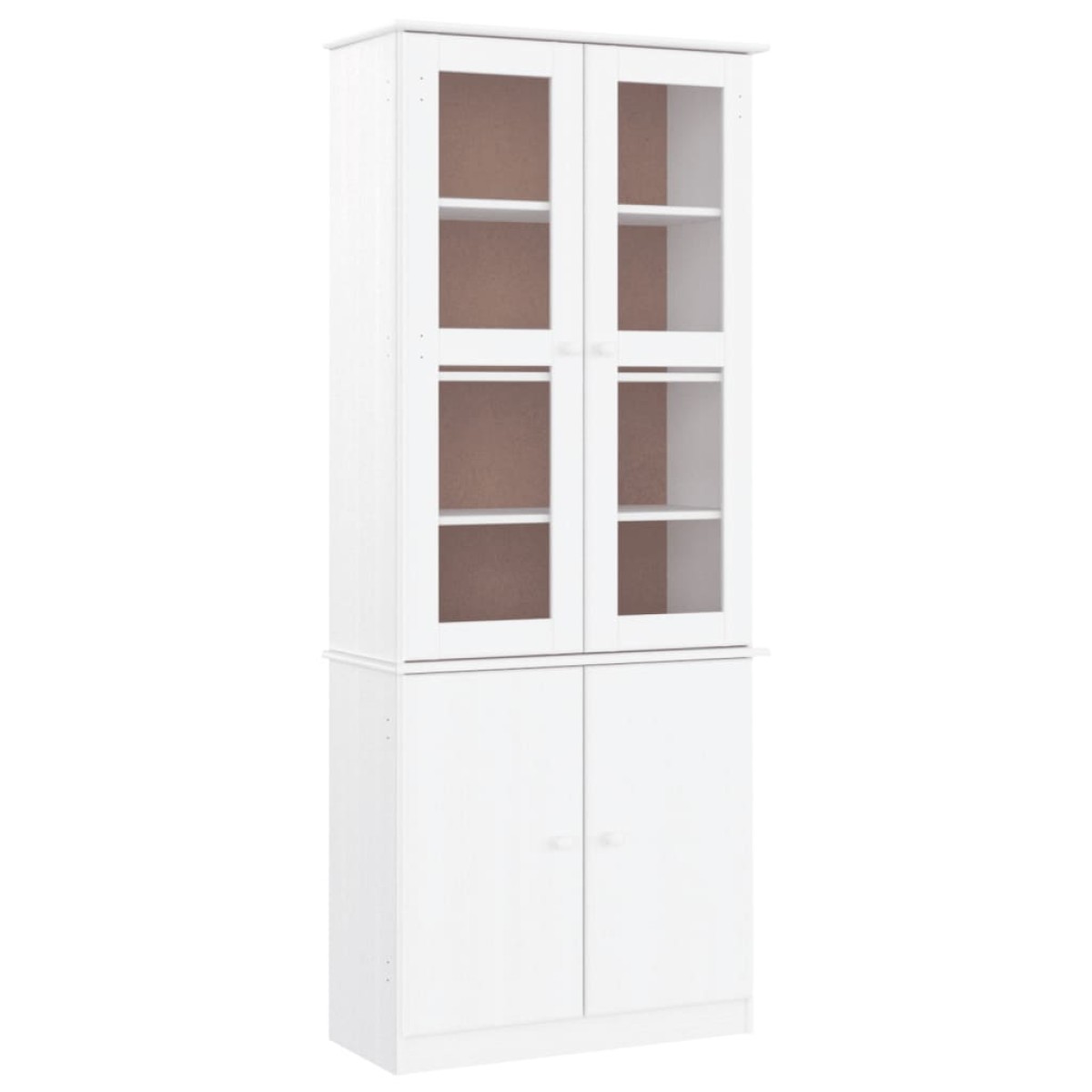 vidaXL Βιτρίνα Γυάλινη ALTA Λευκό 77x35x186,5εκ. από Μασίφ Ξύλο Πεύκου