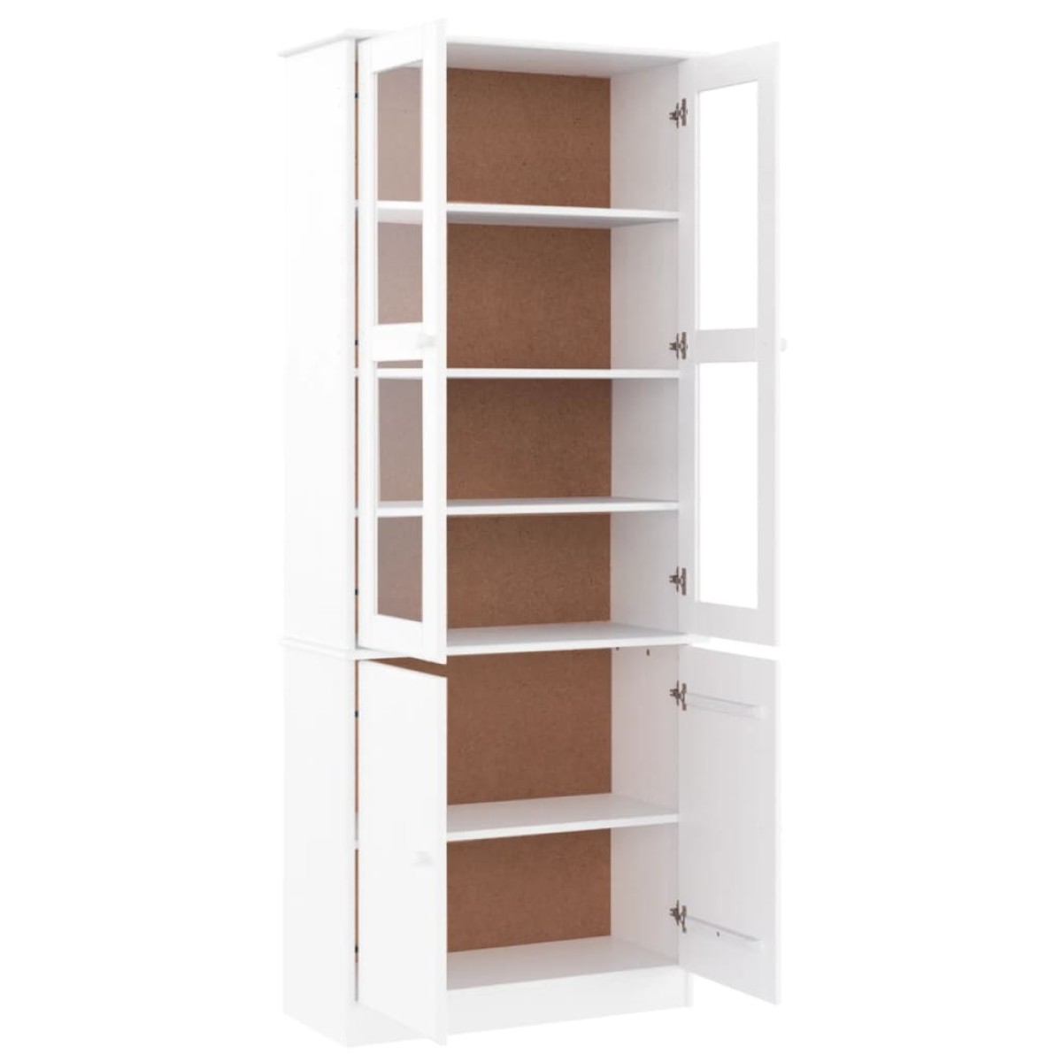 vidaXL Βιτρίνα Γυάλινη ALTA Λευκό 77x35x186,5εκ. από Μασίφ Ξύλο Πεύκου