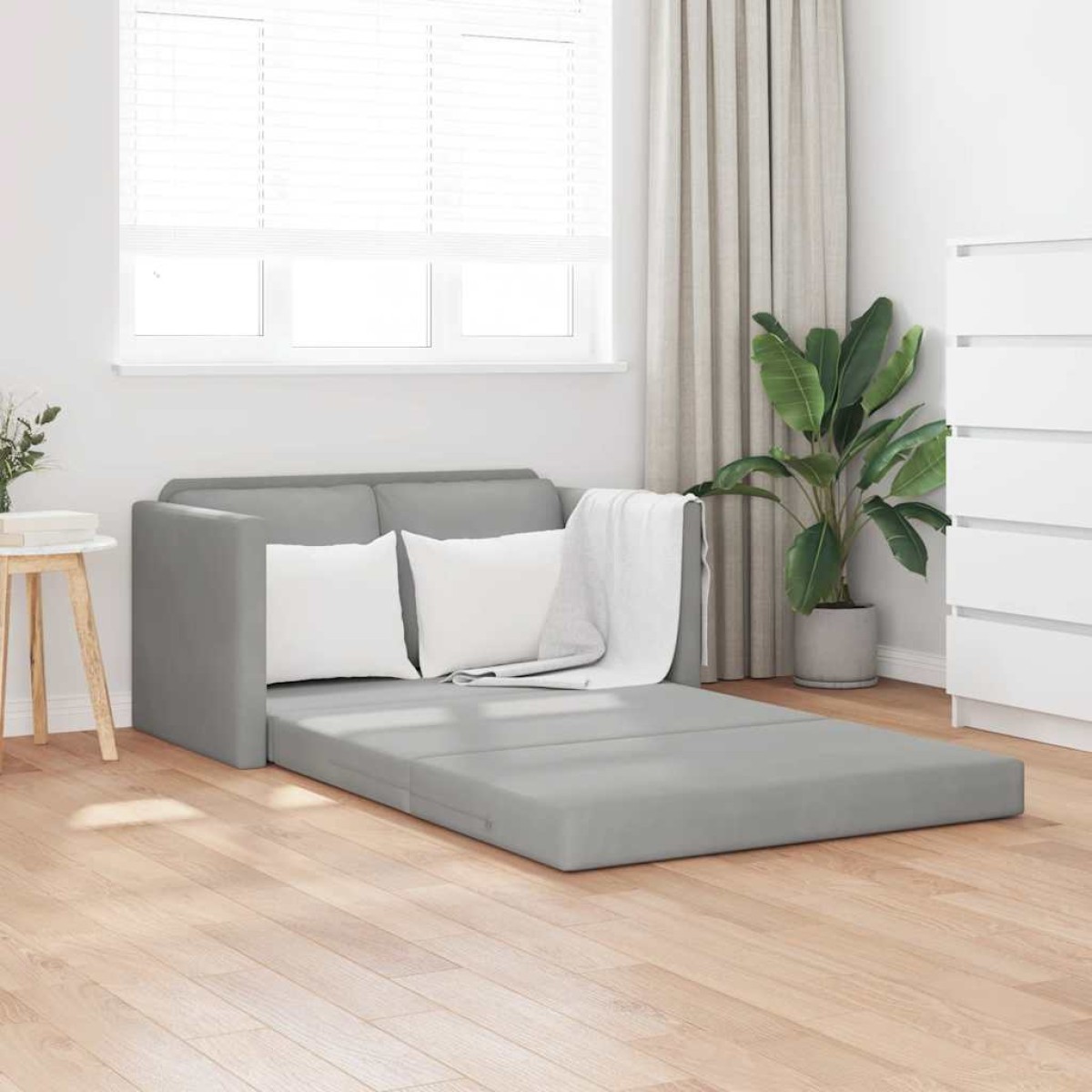 vidaXL Καναπές-Κρεβάτι Δαπέδου 2 σε 1 Αν. Γκρι 122x204x55 εκ. Βελούδο