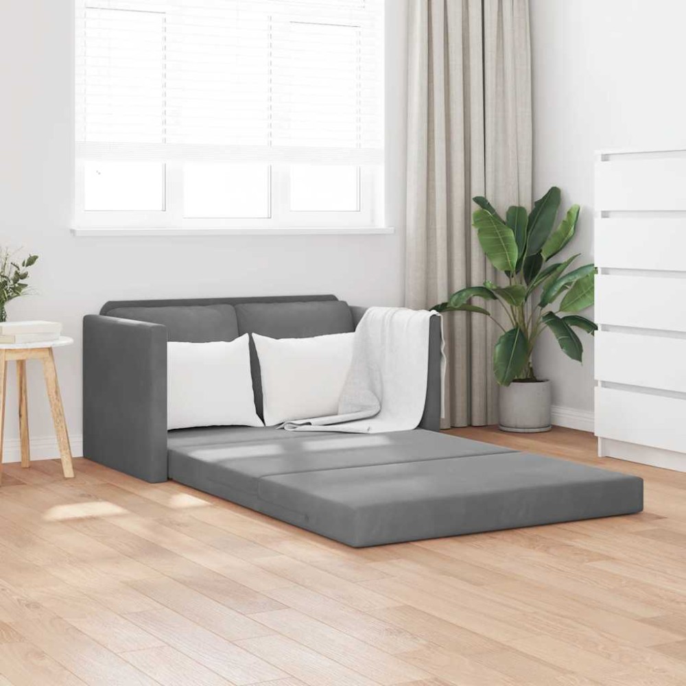 vidaXL Καναπές-Κρεβάτι Δαπέδου 2 σε 1 Σκ. Γκρι 122x204x55 εκ. Βελούδο