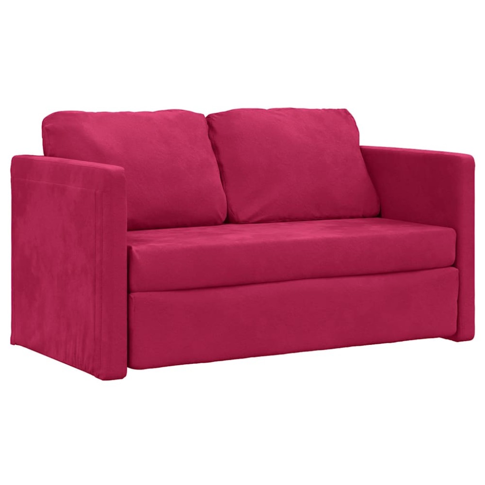 vidaXL Καναπές-Κρεβάτι Δαπέδου 2 σε 1 Μπορντό 122x204x55εκ. Βελούδινος