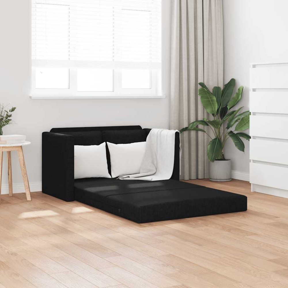 vidaXL Καναπές-Κρεβάτι Δαπέδου 2 σε 1 Μαύρος 112x174x55 εκ. Ύφασμα