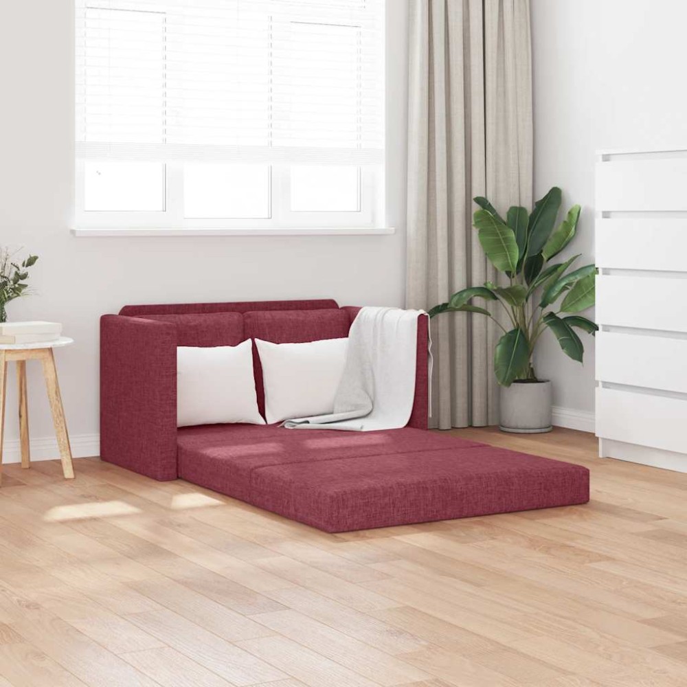 vidaXL Καναπές-Κρεβάτι Δαπέδου 2 σε 1 Μπορντό 112x174x55 εκ. Ύφασμα