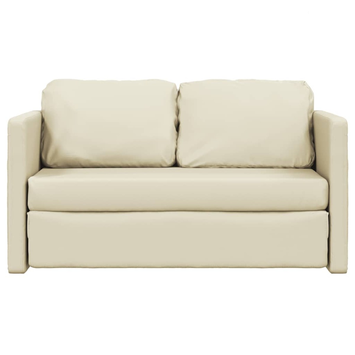vidaXL Καναπές-Κρεβάτι Δαπέδου 2 σε 1 Κρεμ 112x174x55 εκ. Συνθ. Δέρμα
