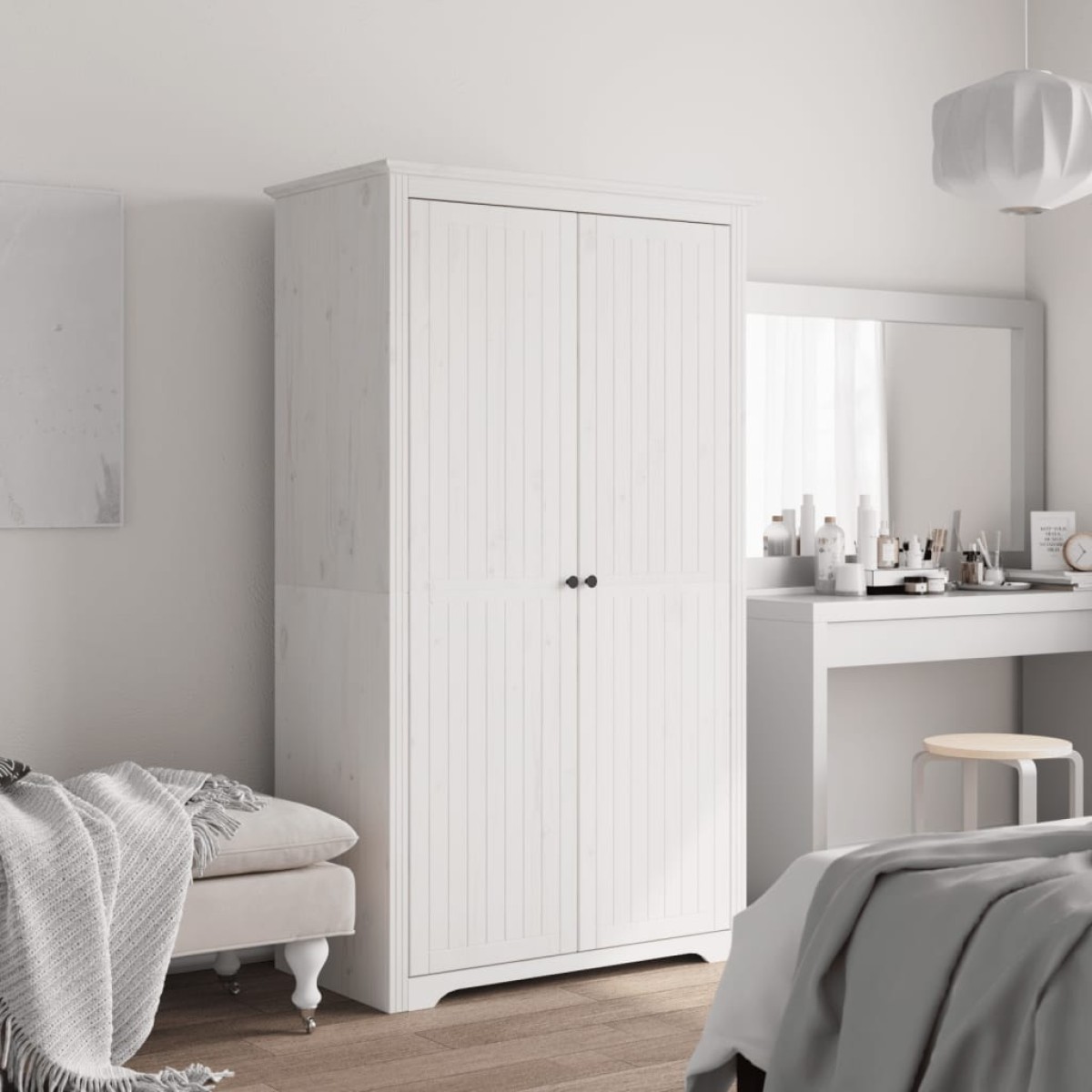 vidaXL Ντουλάπα BODO Λευκή 101 x 52 x 176,5 εκ. από Μασίφ Ξύλο Πεύκου