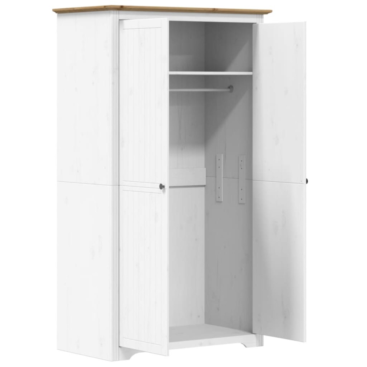 vidaXL Ντουλάπα BODO Λευκή/Καφέ 101 x 52 x 176,5 εκ. Μασίφ Ξύλο Πεύκου