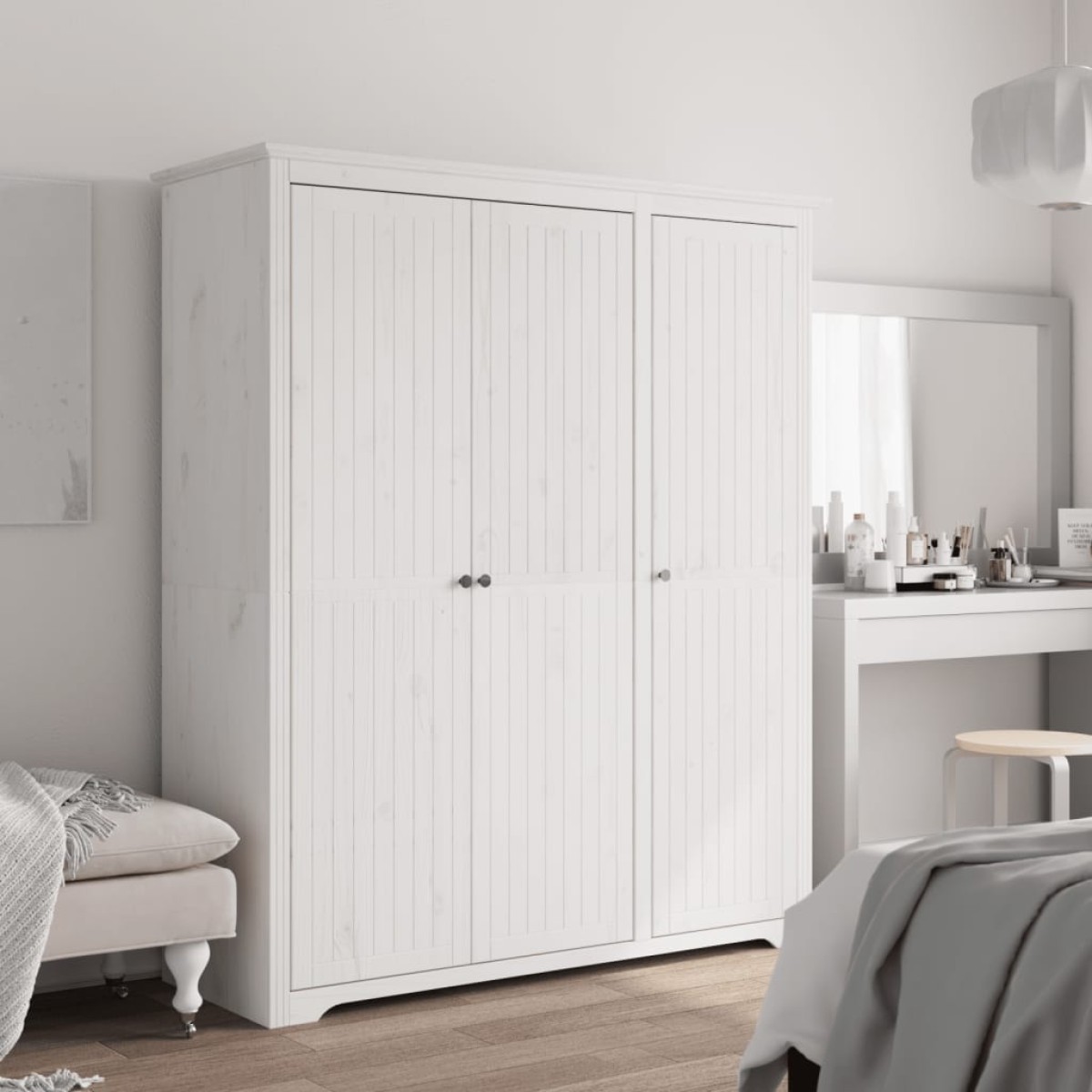 vidaXL Ντουλάπα BODO Λευκή 151,5x52x176,5 εκ. από Μασίφ Ξύλο Πεύκου