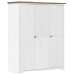 vidaXL Ντουλάπα BODO Λευκή/Καφέ 151,5x52x176,5 εκ. Μασίφ Ξύλο Πεύκου