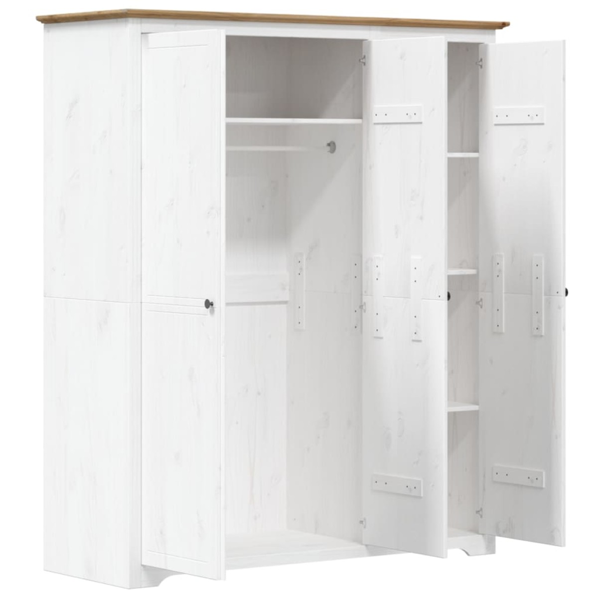 vidaXL Ντουλάπα BODO Λευκή/Καφέ 151,5x52x176,5 εκ. Μασίφ Ξύλο Πεύκου