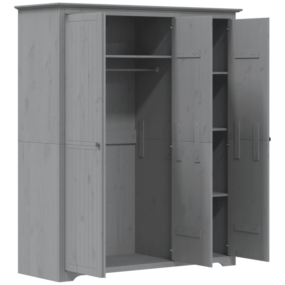vidaXL Ντουλάπα BODO Γκρι 151,5x52x176,5 εκ. από Μασίφ Ξύλο Πεύκου