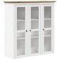 vidaXL Ντουλάπι με Γυάλινες Πόρτες BODO Λευκό/Καφέ Μασίφ Ξύλο Πεύκου