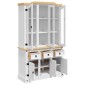 vidaXL Βιτρίνα Corona Λευκή 112 x 43 x 196 εκ. από Μασίφ Ξύλο Πεύκου