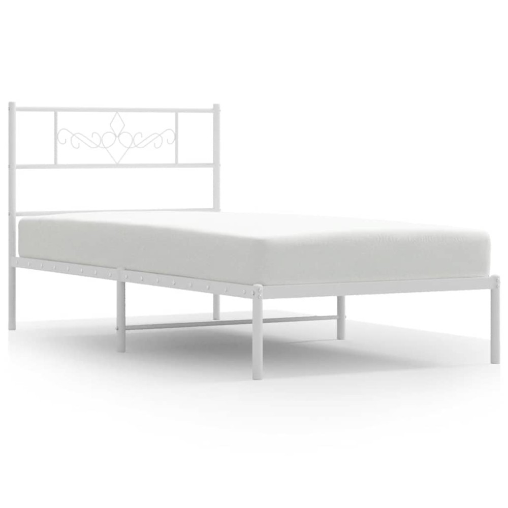vidaXL Πλαίσιο Κρεβατιού με Κεφαλάρι Λευκό 100x190 εκ. Μεταλλικό