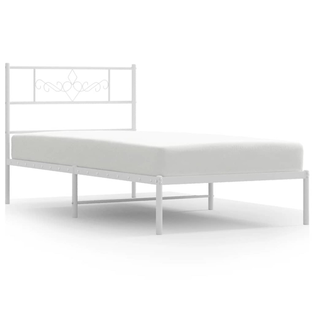 vidaXL Πλαίσιο Κρεβατιού με Κεφαλάρι Λευκό 100 x 200 εκ. Μεταλλικό