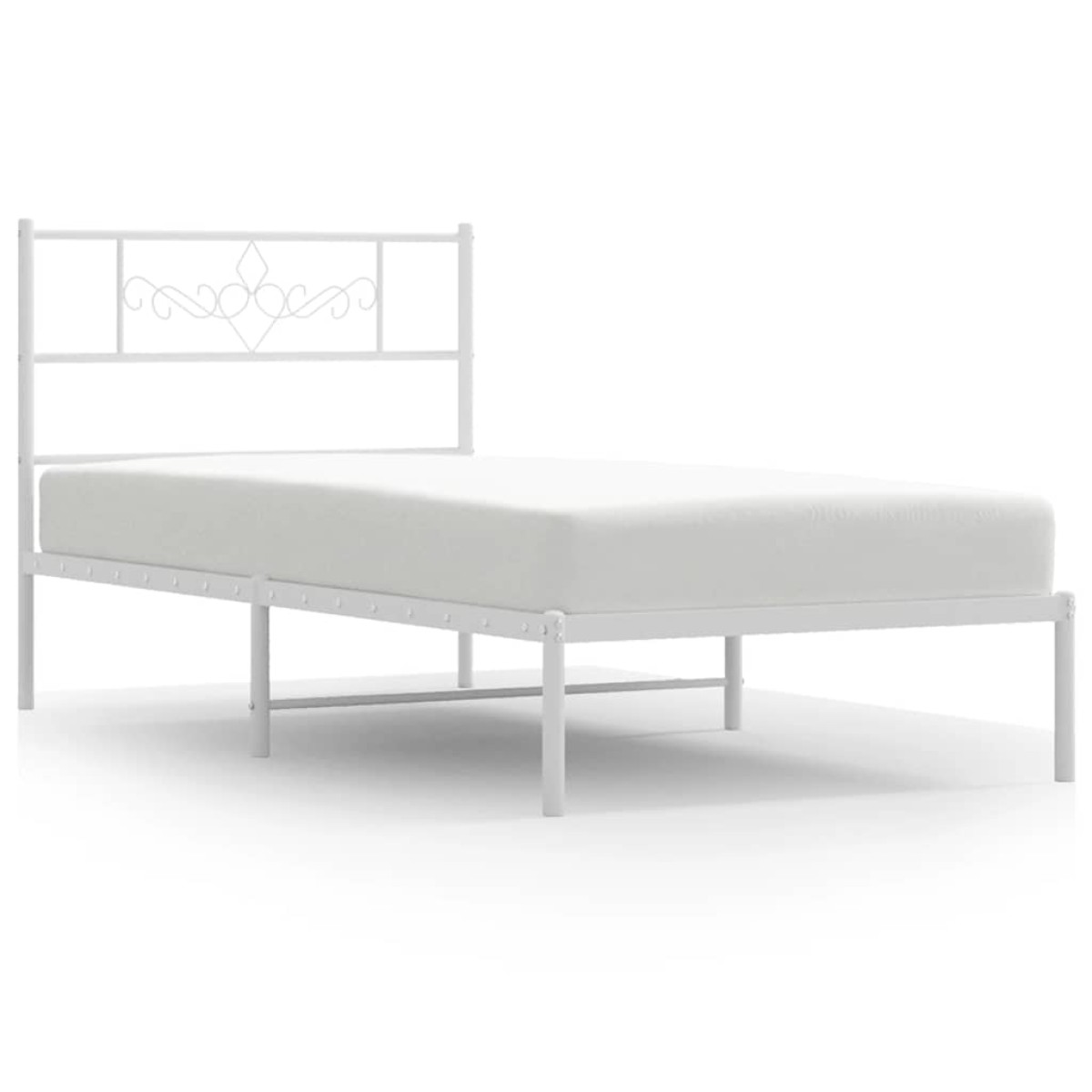 vidaXL Πλαίσιο Κρεβατιού με Κεφαλάρι Λευκό 100 x 200 εκ. Μεταλλικό