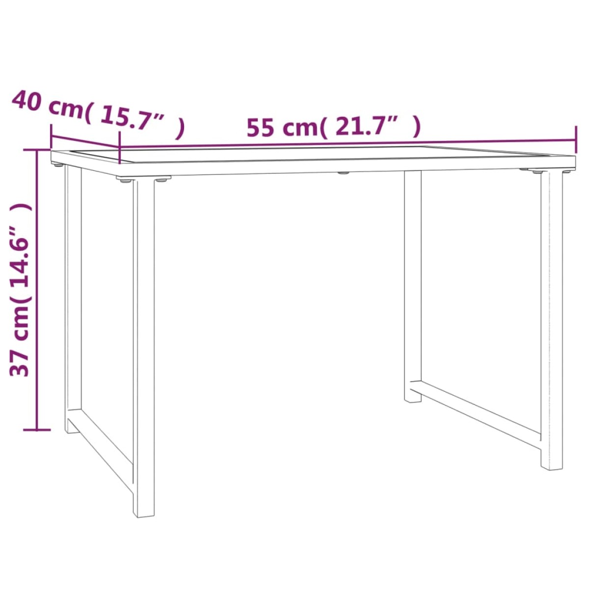 vidaXL Τραπέζι Κήπου Ανθρακί 55 x 40 x 37 εκ. Ατσάλινο