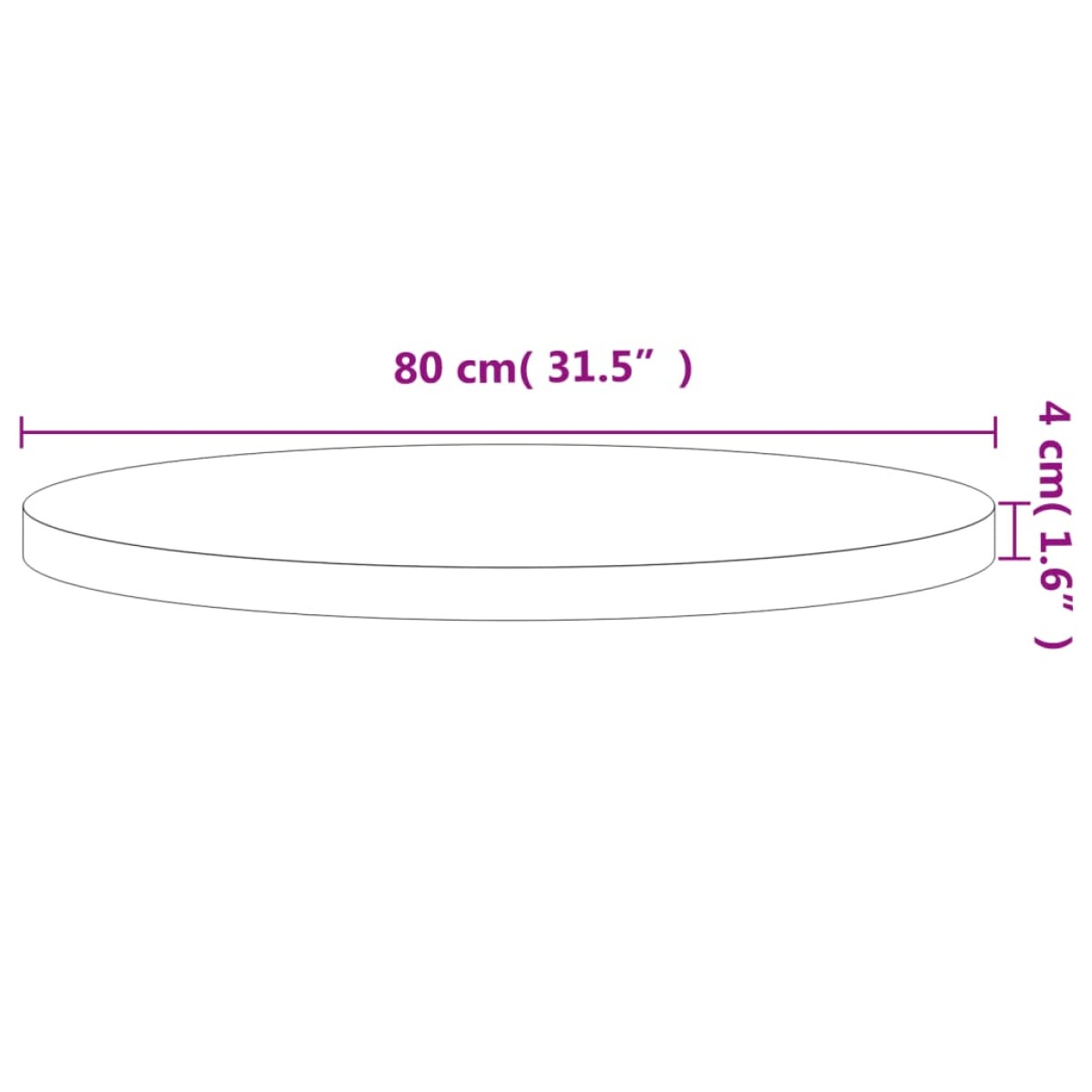 vidaXL Επιφάνεια Τραπεζιού Στρογγυλή Ø80x4 εκ. Μασίφ Ξύλο Οξιάς