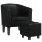 vidaXL Πολυθρόνα Μπάρελ με Υποπόδιο Μαύρη από Συνθετικό Δέρμα