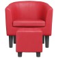 vidaXL Πολυθρόνα Μπάρελ με Υποπόδιο Κόκκινη από Συνθετικό Δέρμα