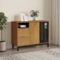 vidaXL Μπουφές με Γυάλινη Πόρτα FLAM 110x40x80εκ. από Μασίφ Ξύλο Πεύκο