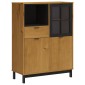 vidaXL Συρταριέρα με Γυάλινη Πόρτα FLAM 92x40x122,5εκ Μασίφ Ξύλο Πεύκο