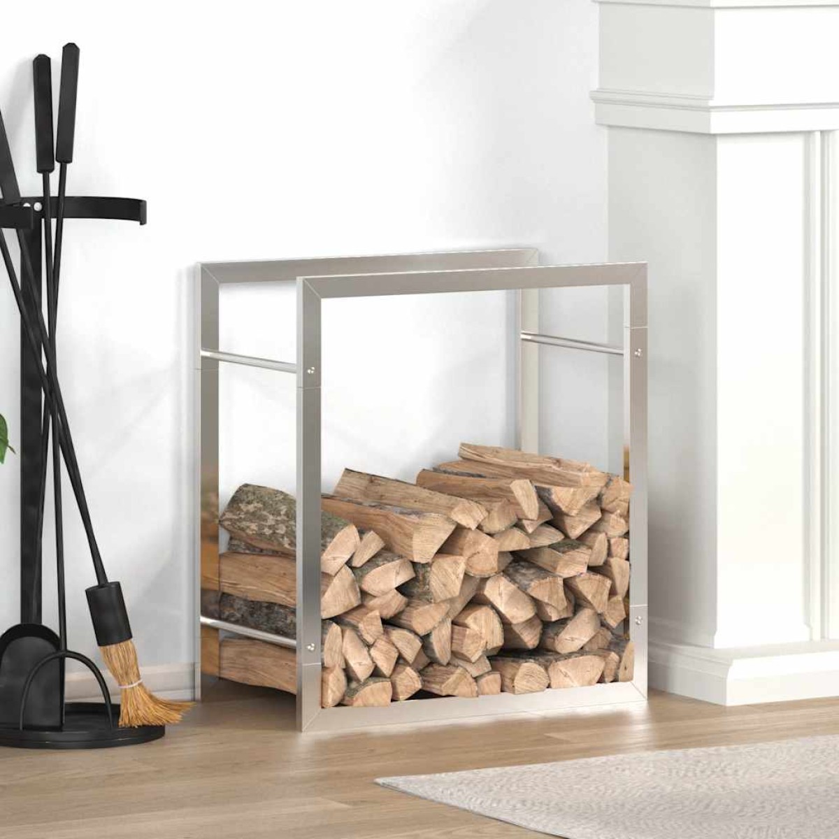 vidaXL Ραφιέρα Καυσόξυλων 50 x 28 x 56 εκ. από Ανοξείδωτο ατσάλι